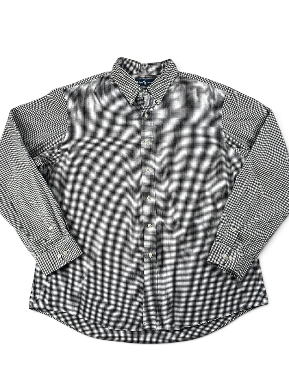 Ralph Lauren Men’s XXL 18 Black & White Micro-Check Button-Down Shirt